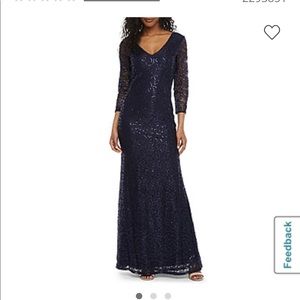 Blu Sage 3/4 Sleeve Lace Evening Gown